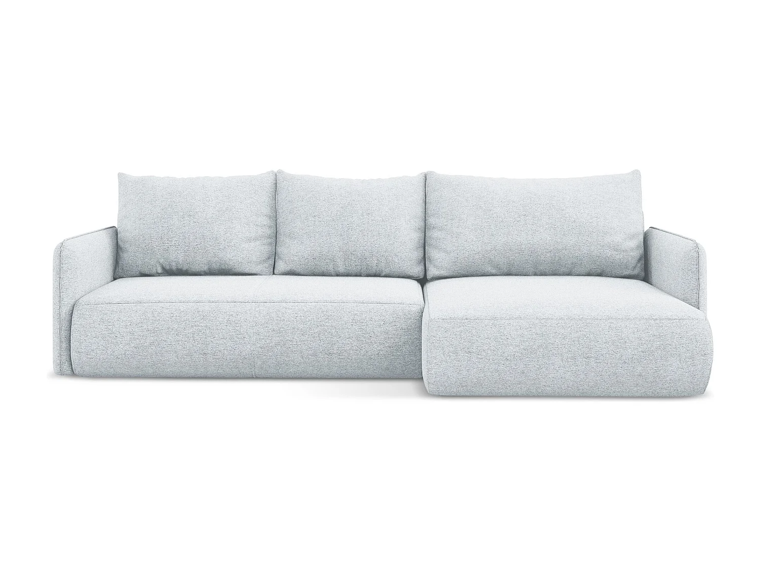 Ecksofa mit Schlaffunktion - Ecke Rechts - Chenille - Hellblau - NANEA