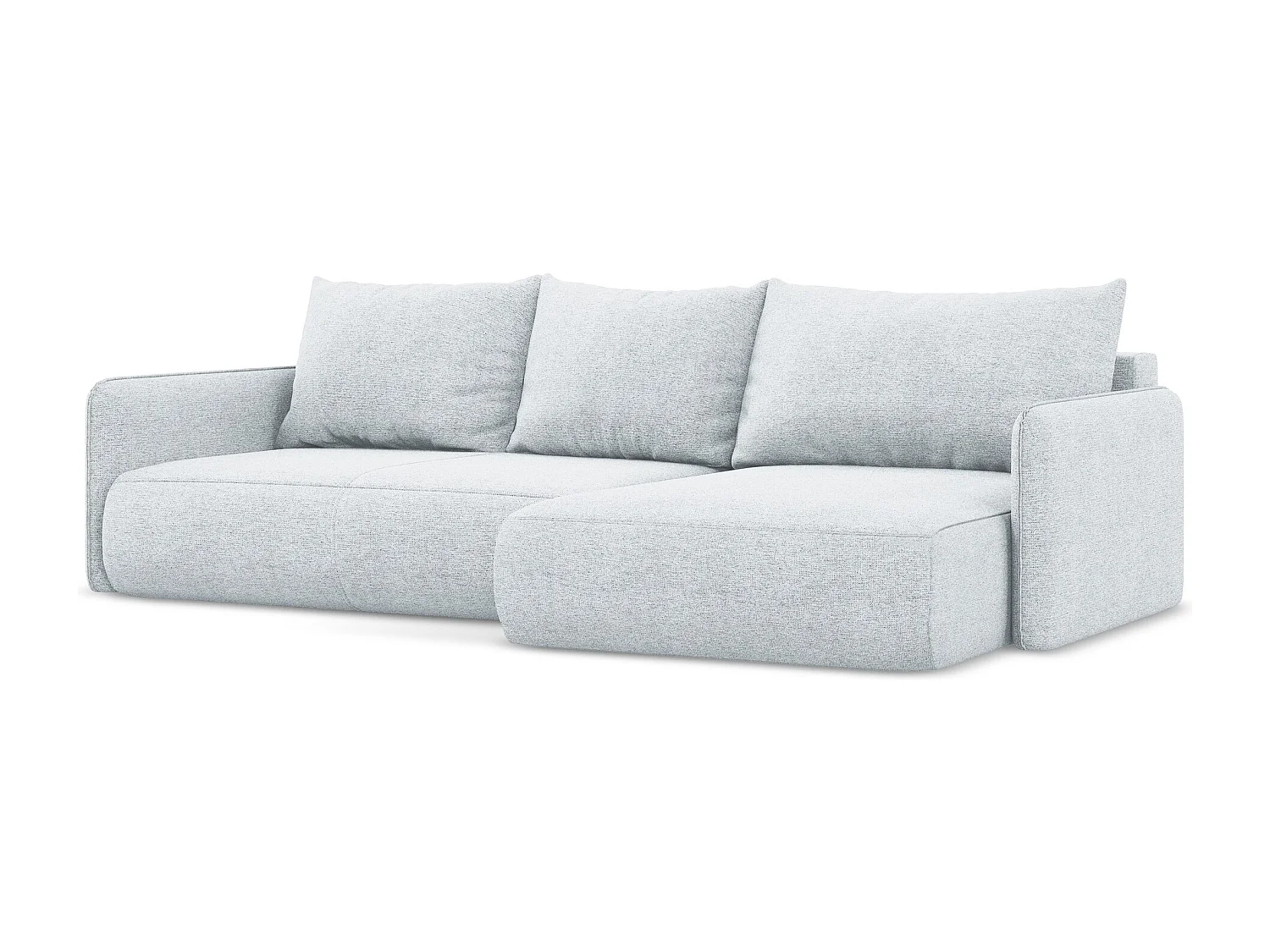 Ecksofa mit Schlaffunktion - Ecke Rechts - Chenille - Hellblau - NANEA