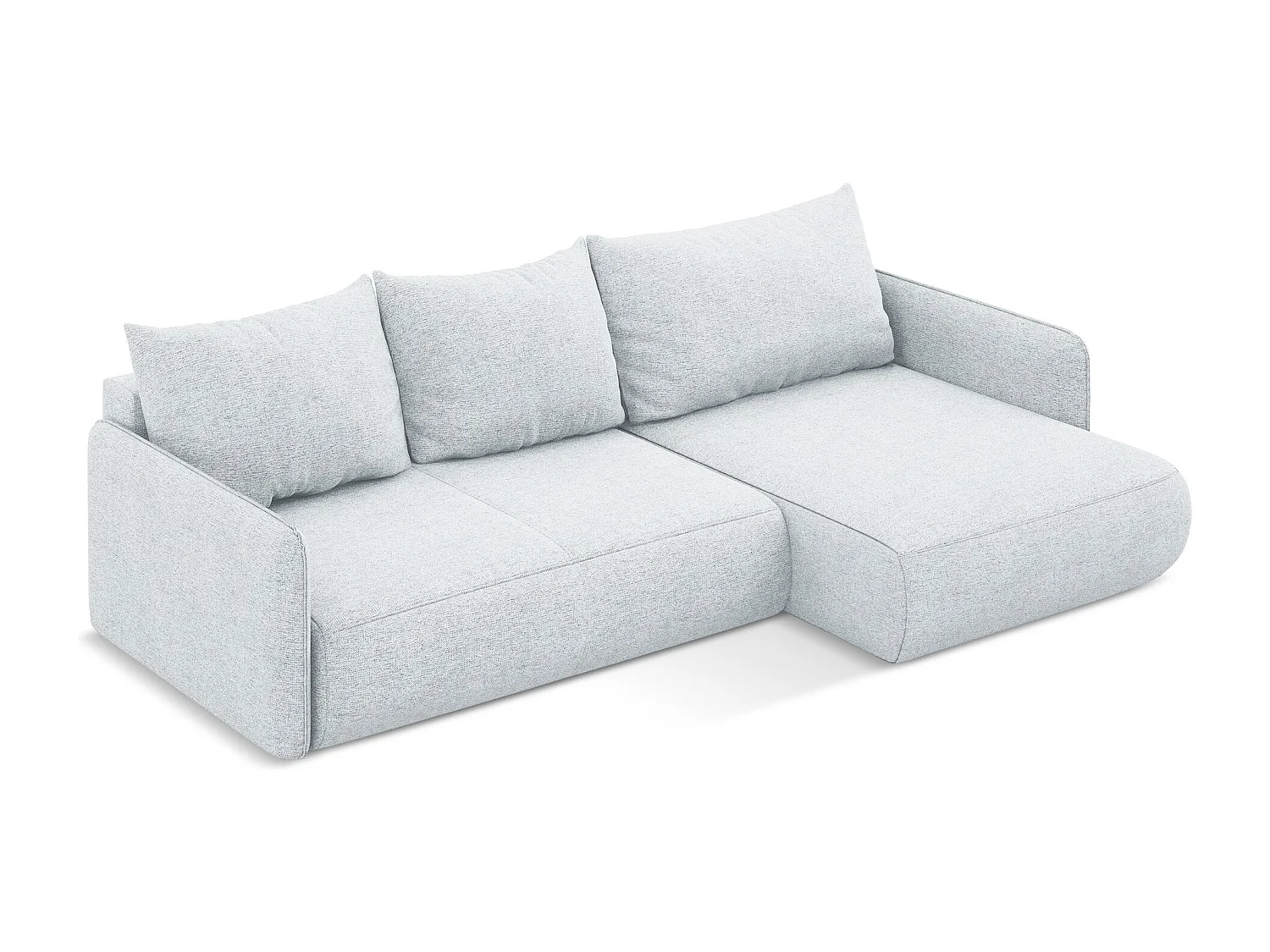 Ecksofa mit Schlaffunktion - Ecke Rechts - Chenille - Hellblau - NANEA