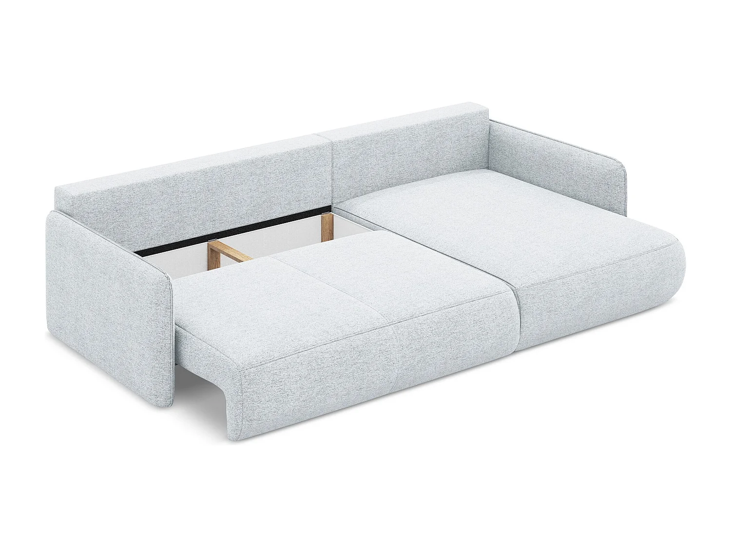 Ecksofa mit Schlaffunktion - Ecke Rechts - Chenille - Hellblau - NANEA