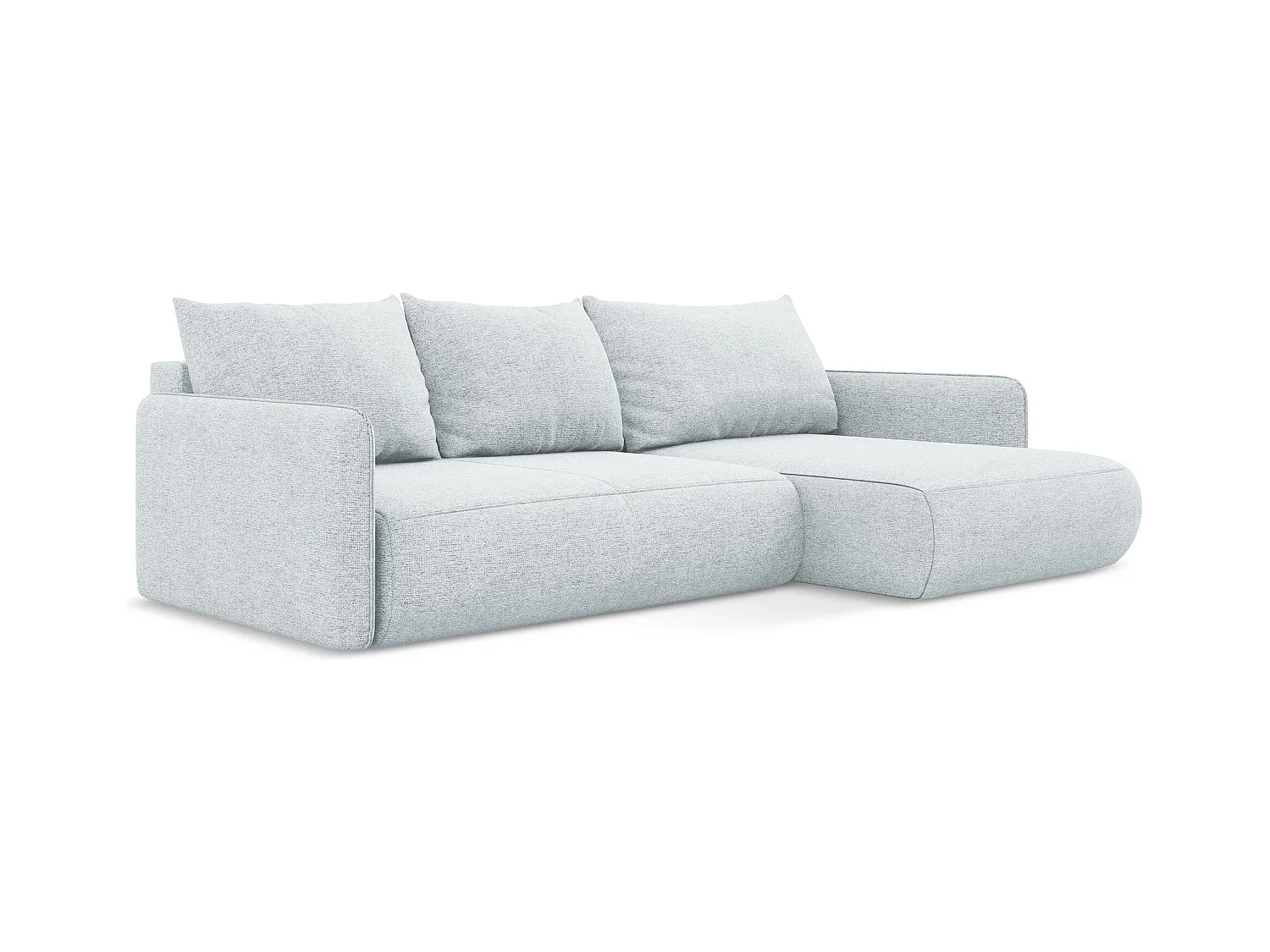 Ecksofa mit Schlaffunktion - Ecke Rechts - Chenille - Hellblau - NANEA