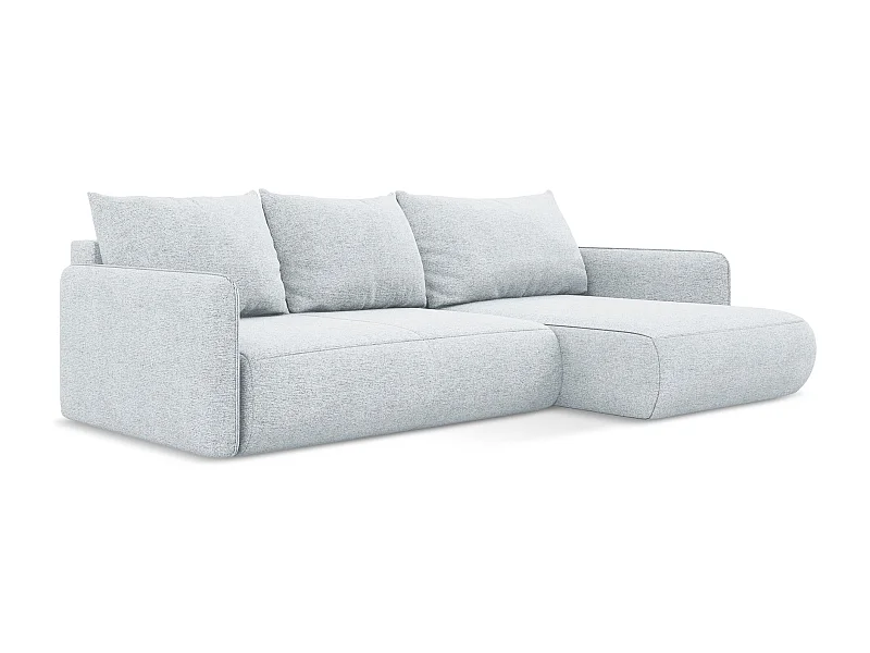 Canapé d’angle 3 places droit convertible en tissu chenille - bleu clair - NANEA