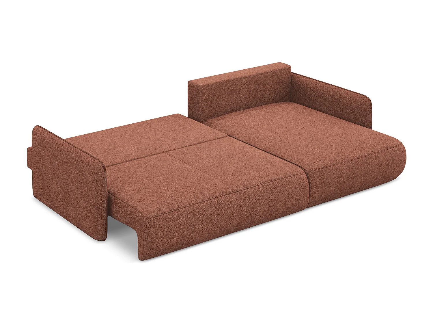 Narożnik prawostronny z funkcją spania - z tkaniny szenilowej - brudny róż - NANEA