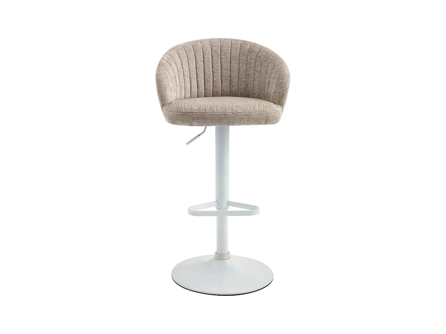 Lot de 2 tabourets de bar en tissu texturé et métal blanc - Hauteur réglable - Crème - DORALIZ