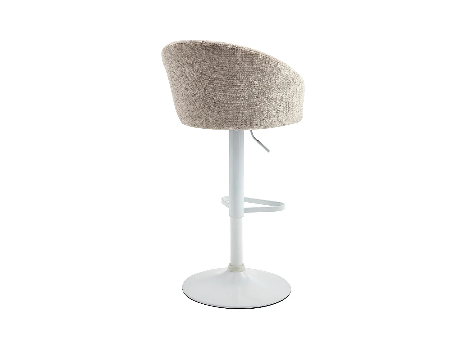 Lot de 2 tabourets de bar en tissu texturé et métal blanc - Hauteur réglable - Crème - DORALIZ