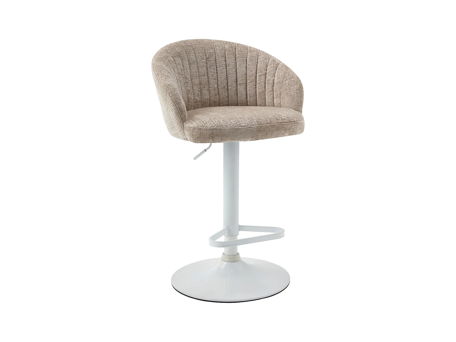 Lot de 2 tabourets de bar en tissu texturé et métal blanc - Hauteur réglable - Crème - DORALIZ