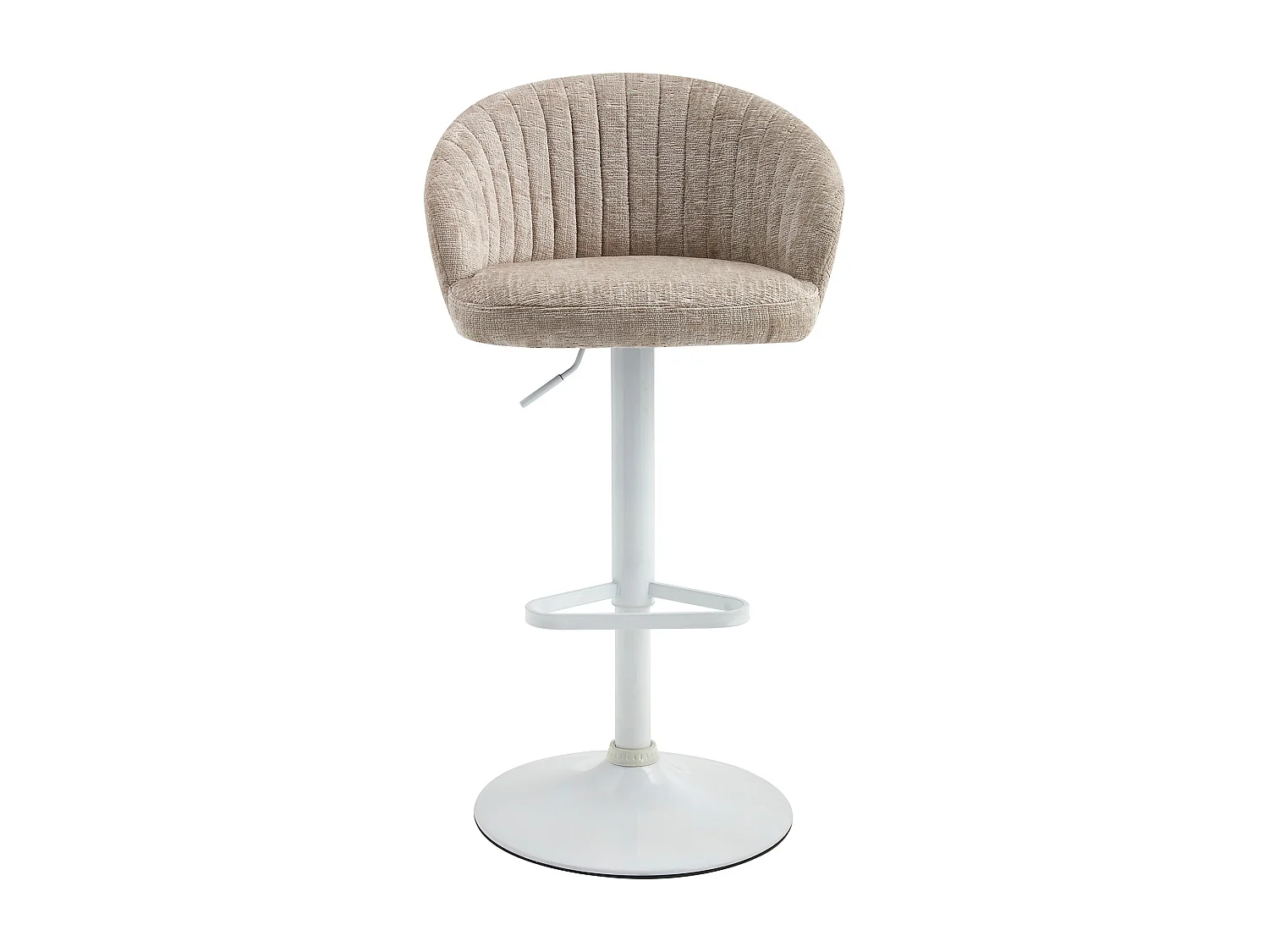 Lot de 2 tabourets de bar en tissu texturé et métal blanc - Hauteur réglable - Crème - DORALIZ