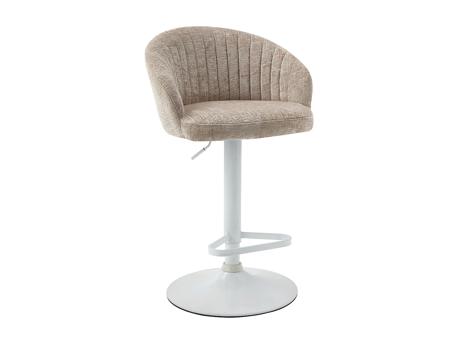 Lot de 2 tabourets de bar en tissu texturé et métal blanc - Hauteur réglable - Crème - DORALIZ