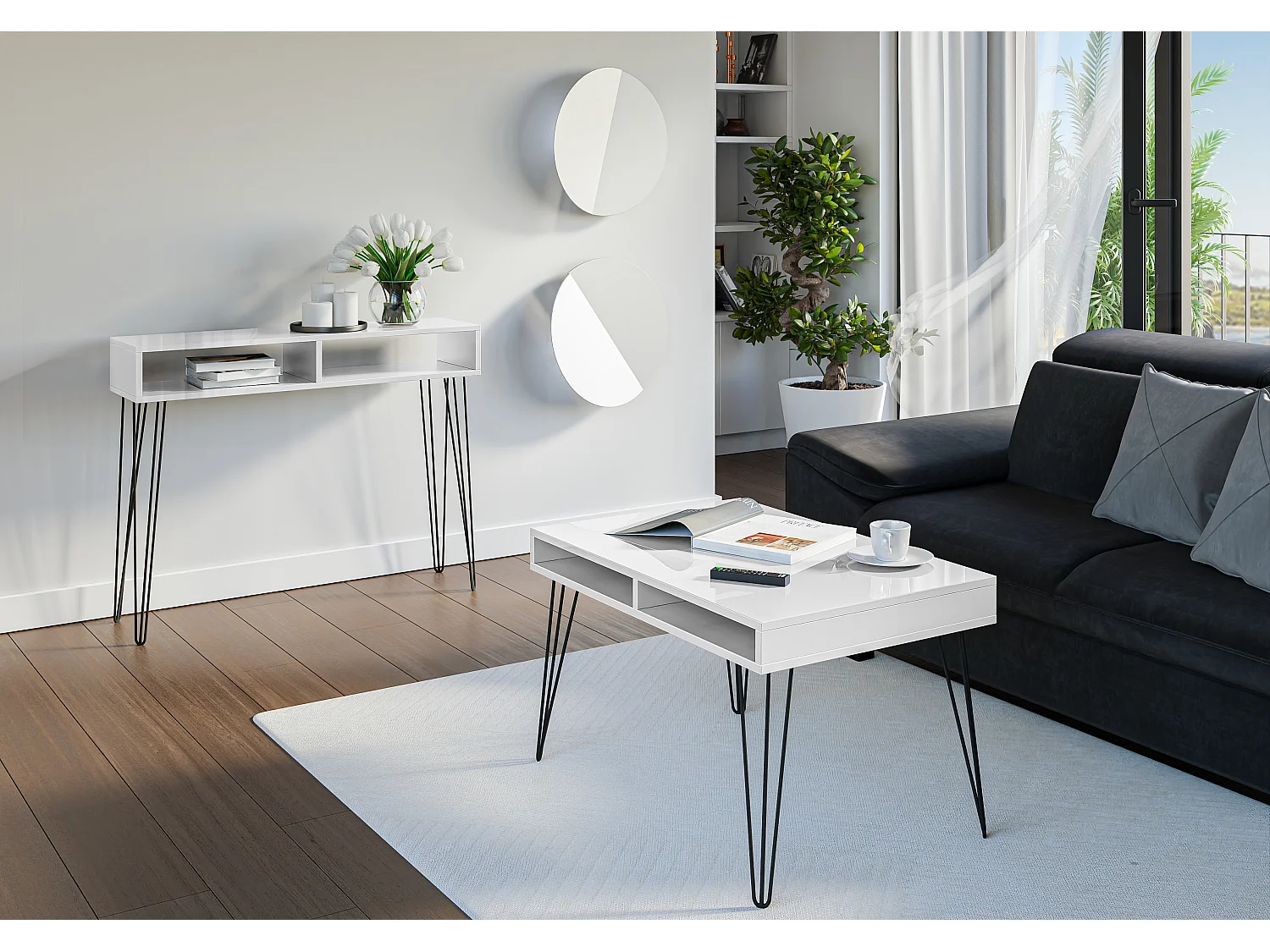 Mae ława biały połysk