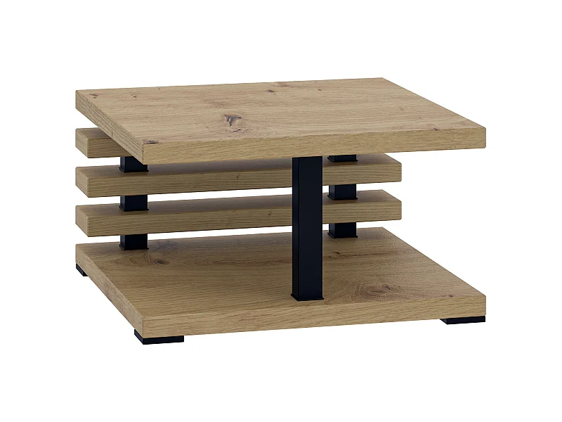 PROROOM FURNITURE - Kyoto - Kaffeetisch 60x60 Höhe 31 cm - Sofatisch Quadratisch - Coffee Table - Wohnzimmertisch Modern - Kleiner Couchtisch mit Stauraum - Artisan