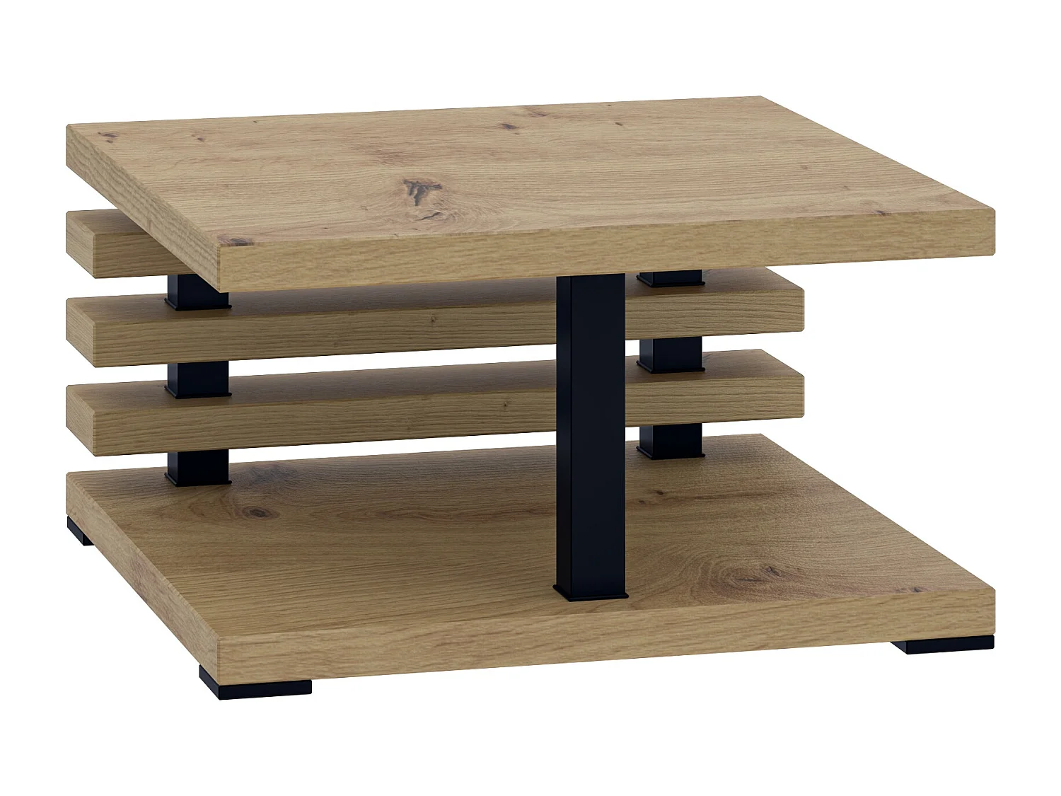 PROROOM FURNITURE - Kyoto - Kaffeetisch 60x60 Höhe 31 cm - Sofatisch Quadratisch - Coffee Table - Wohnzimmertisch Modern - Kleiner Couchtisch mit Stauraum - Artisan