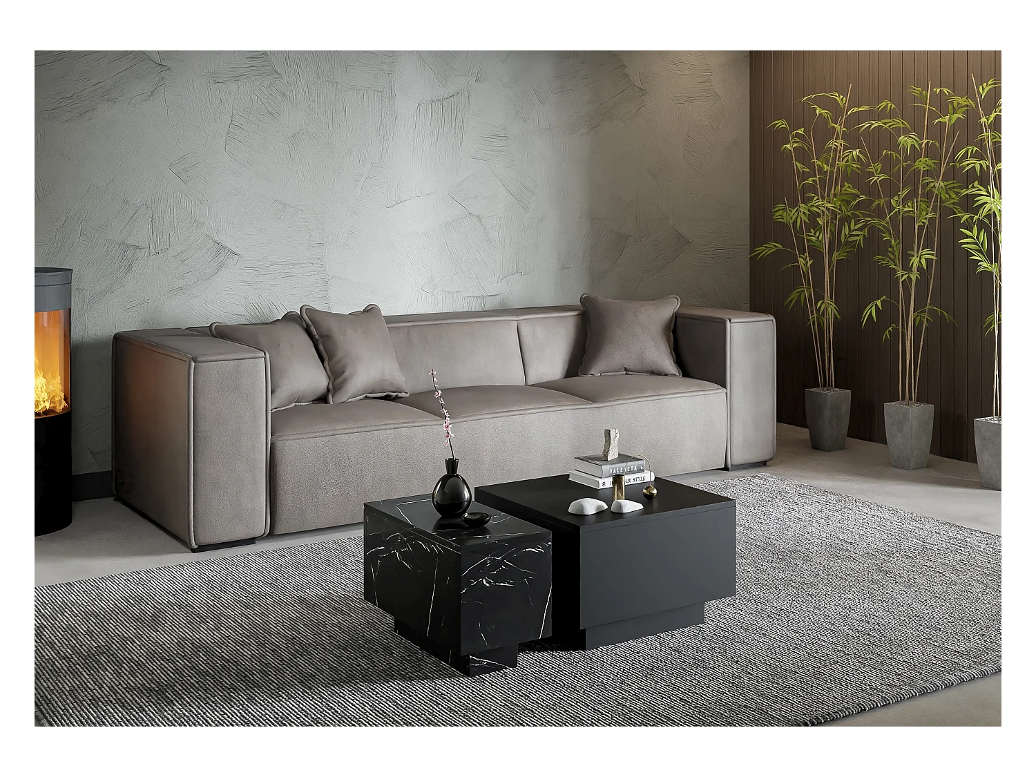 Moon 30 ława czarny marmur