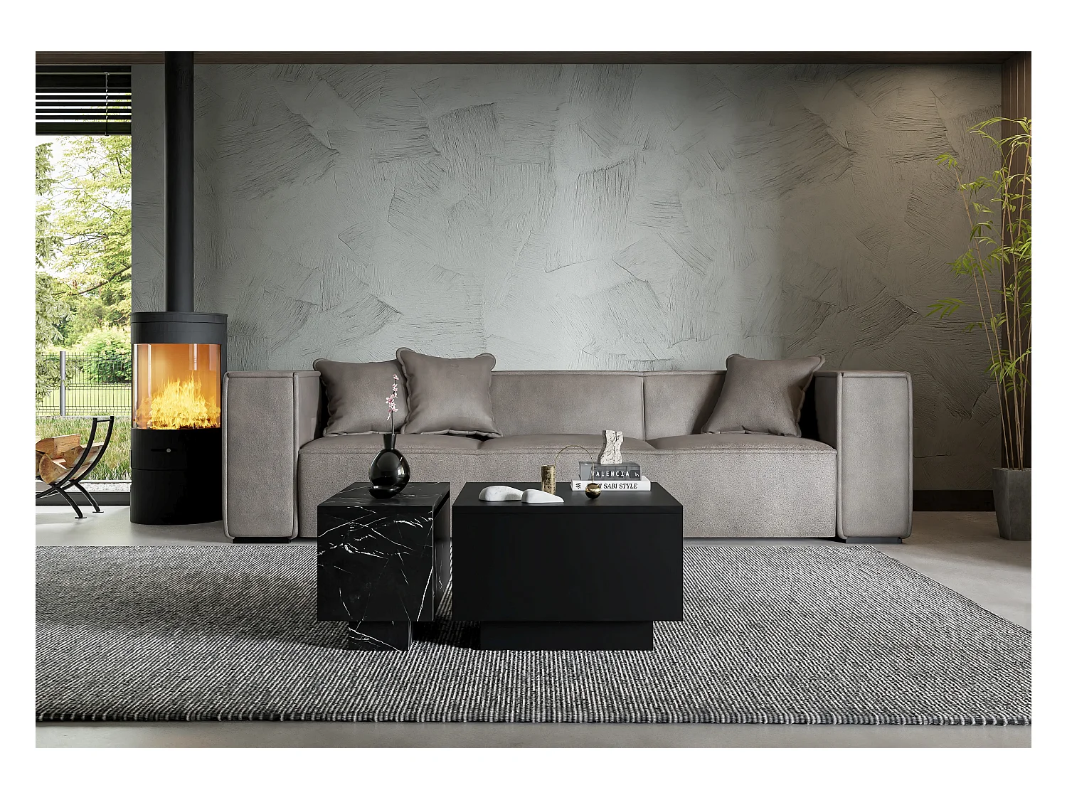 Moon 30 ława czarny marmur