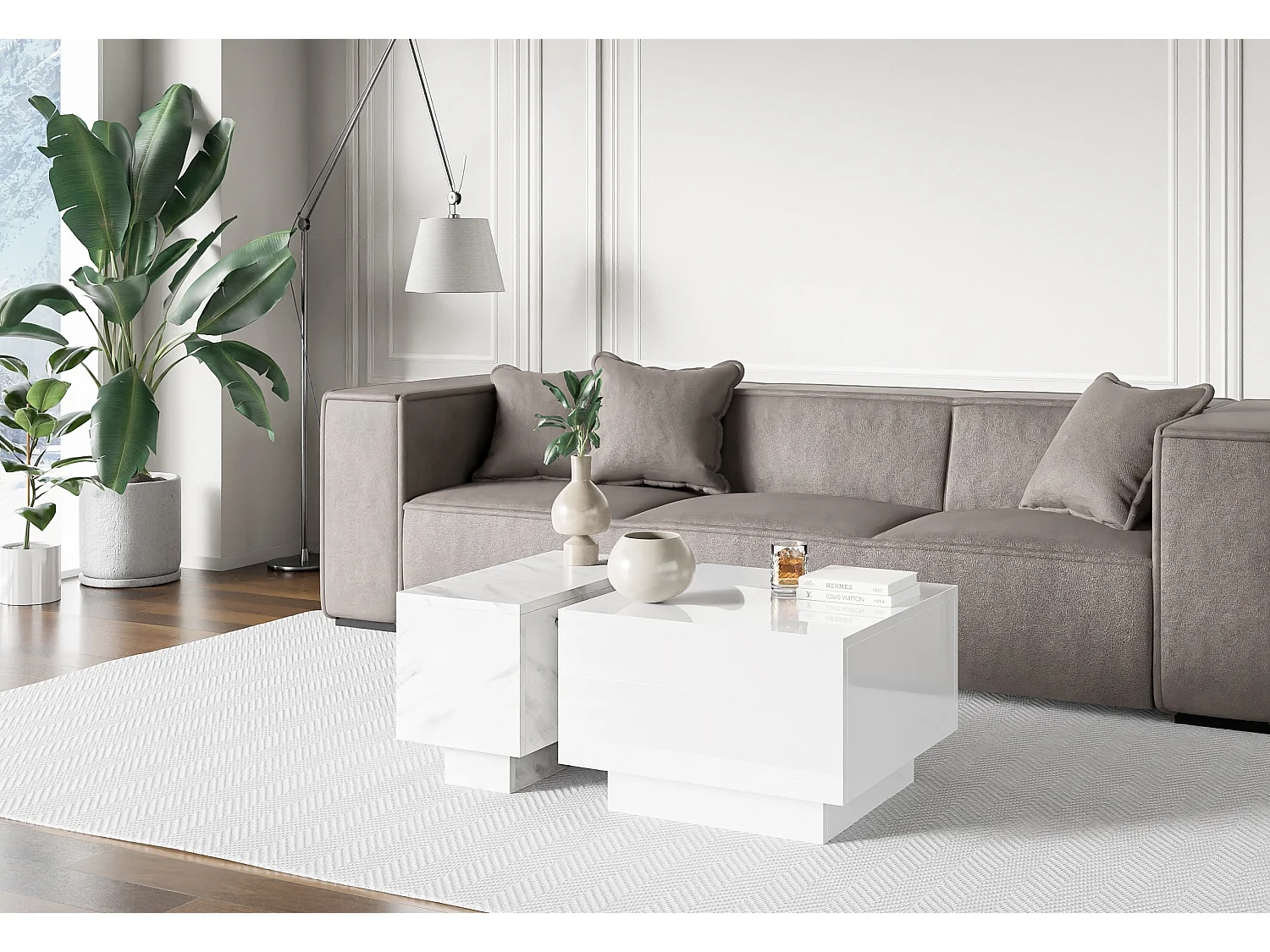 Moon 30 ława biały marmur