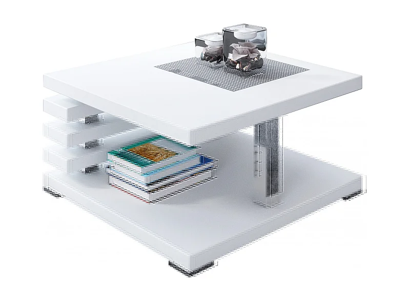 PROROOM FURNITURE - Kyoto - Kaffeetisch 60x60 Höhe 31 cm - Sofatisch Quadratisch - Coffee Table - Wohnzimmertisch Modern - Kleiner Couchtisch mit Stauraum - Weiß