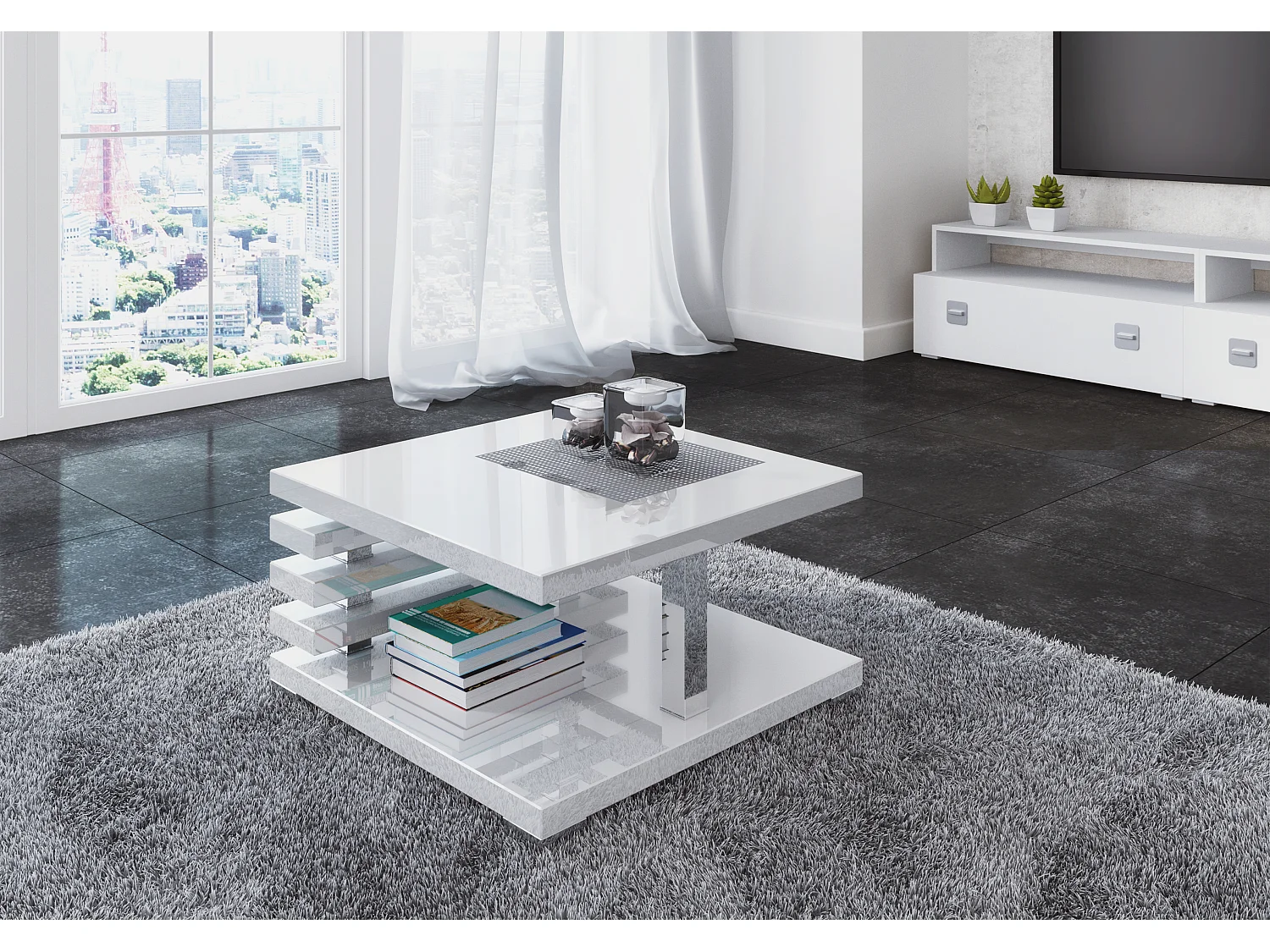 Kyoto ława biały połysk