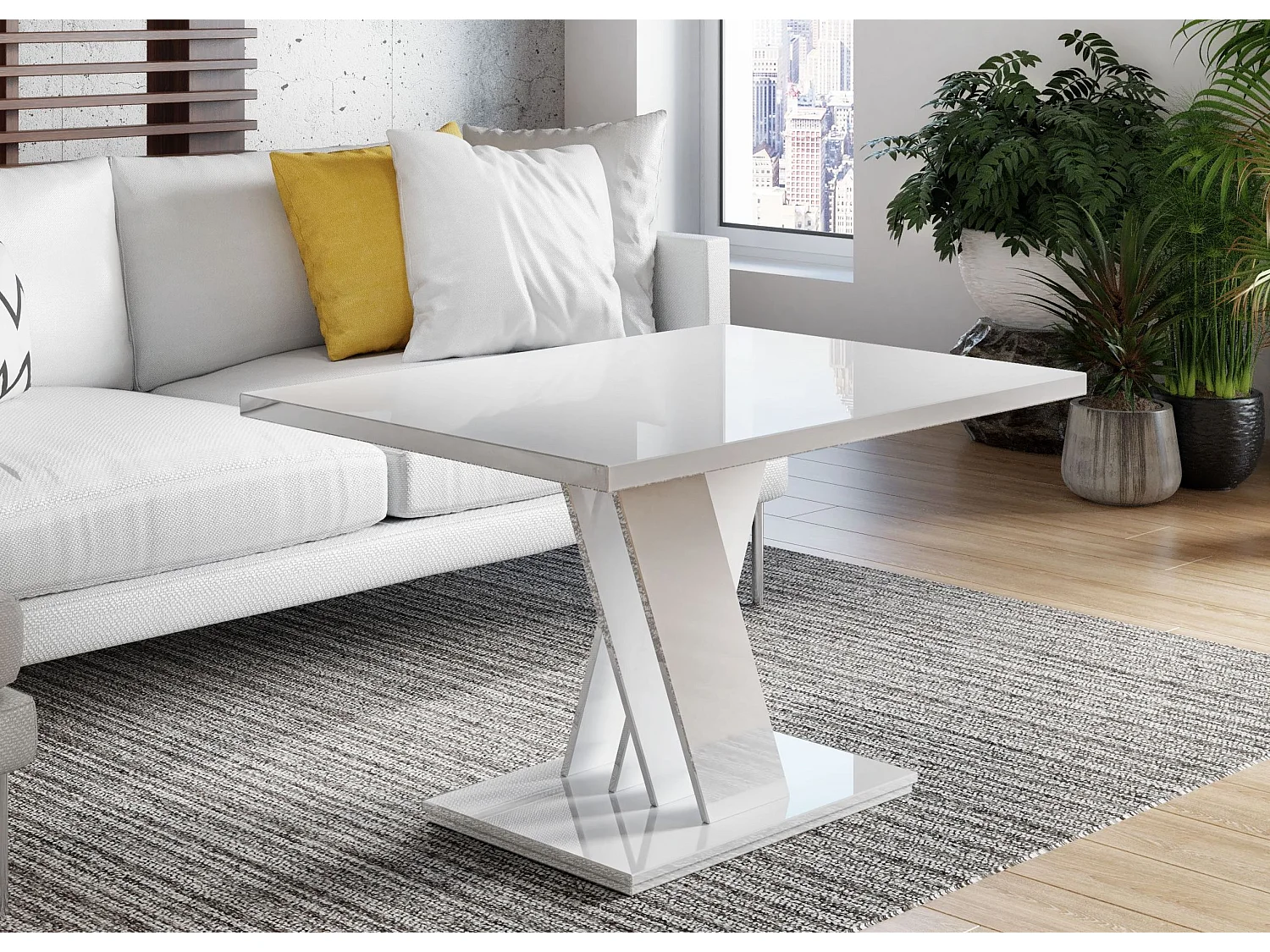 Malvi ława biały połysk