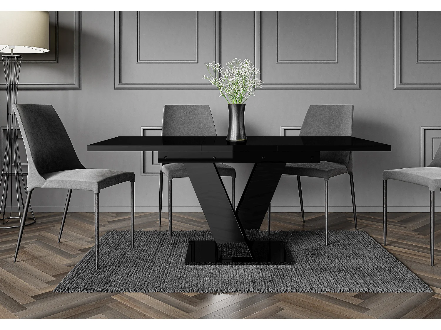 Malvi stół czarny połysk