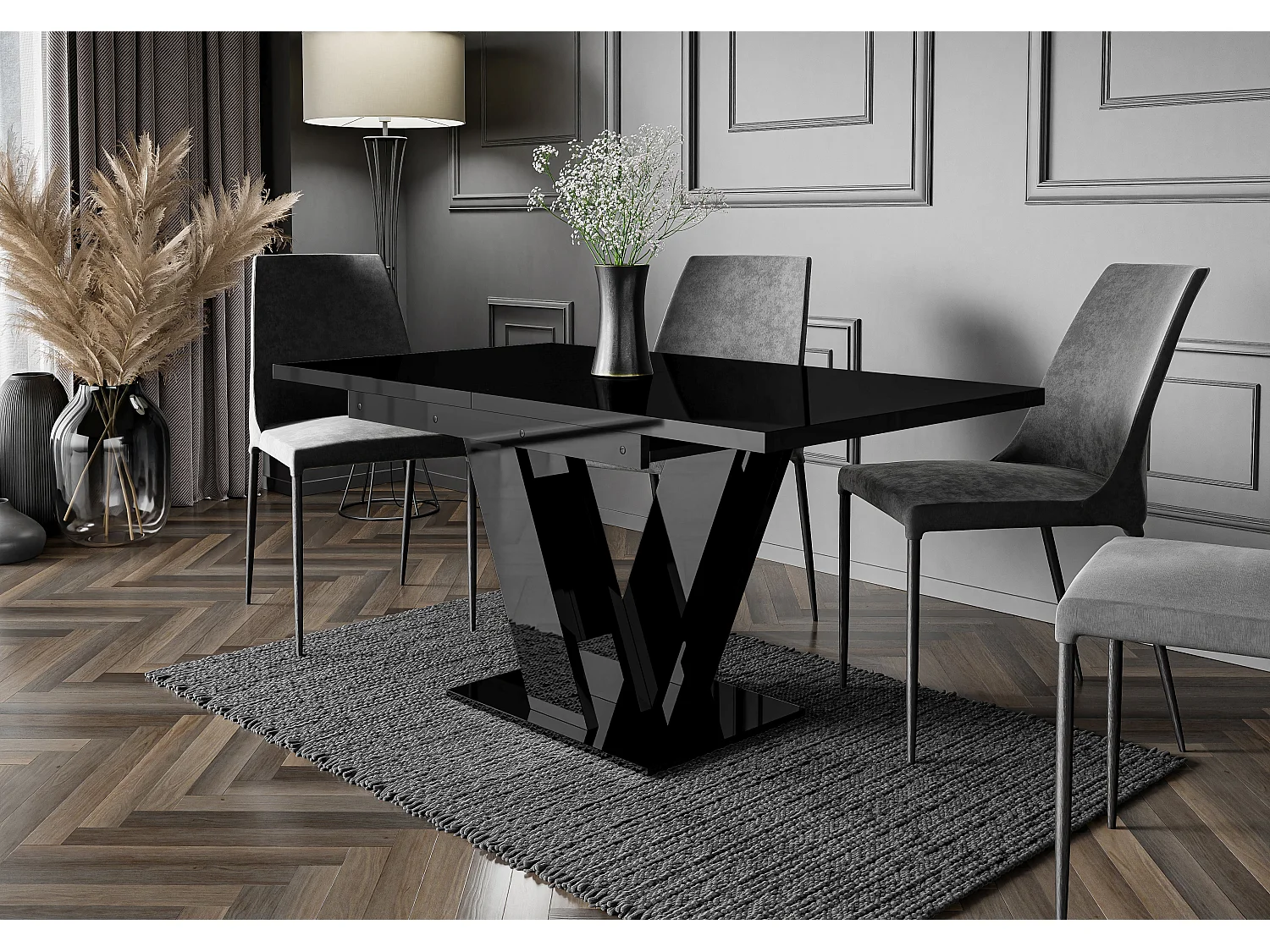 Malvi stół czarny połysk