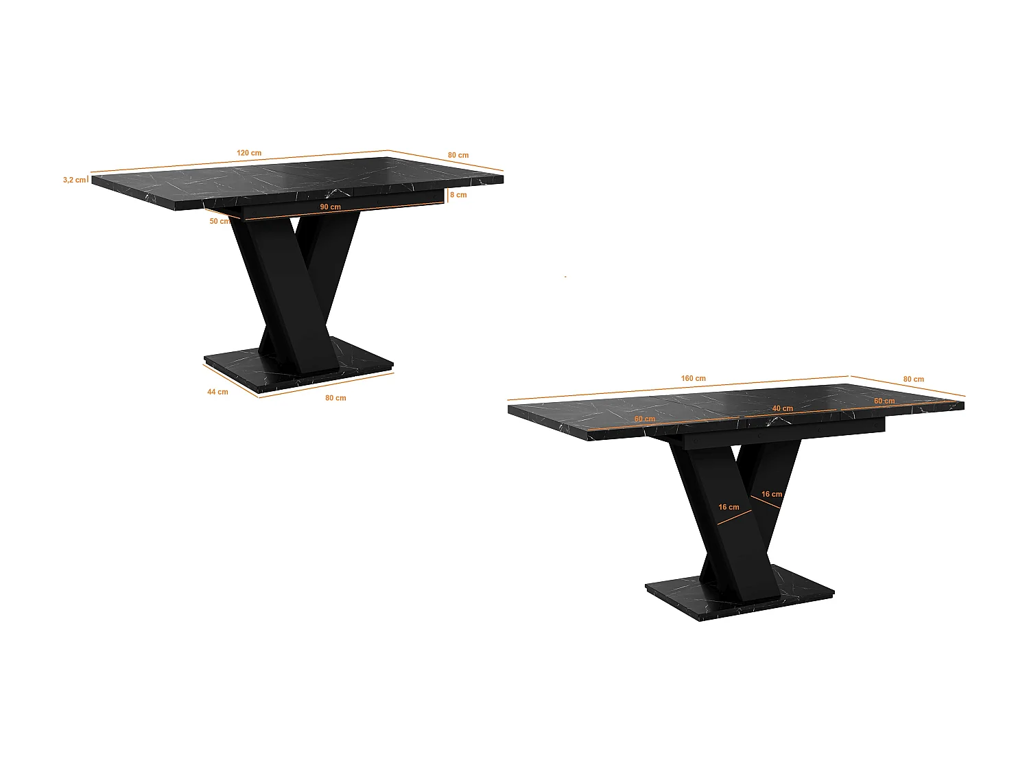 Malvi stół czarny połysk