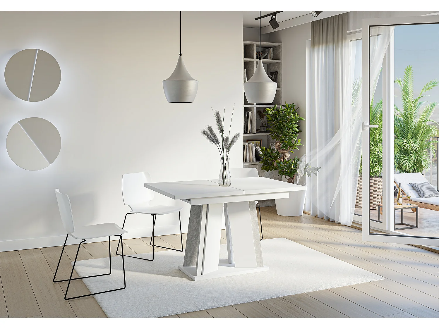 Dora stół biały mat beton