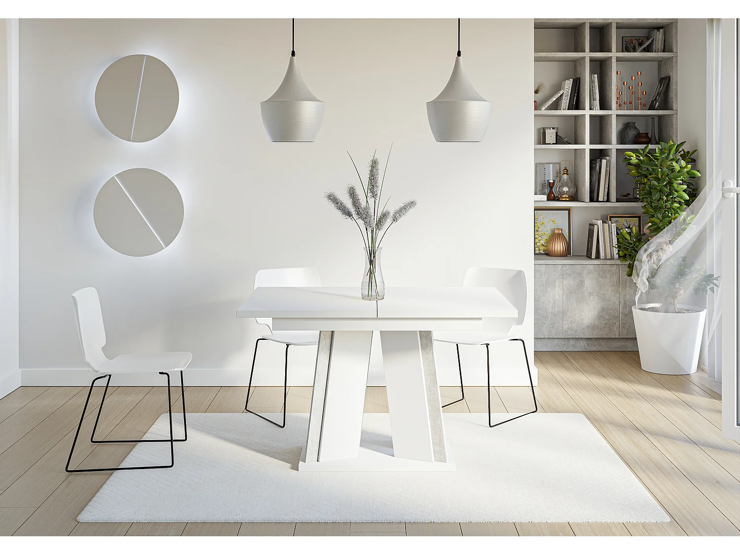 Dora stół biały mat beton