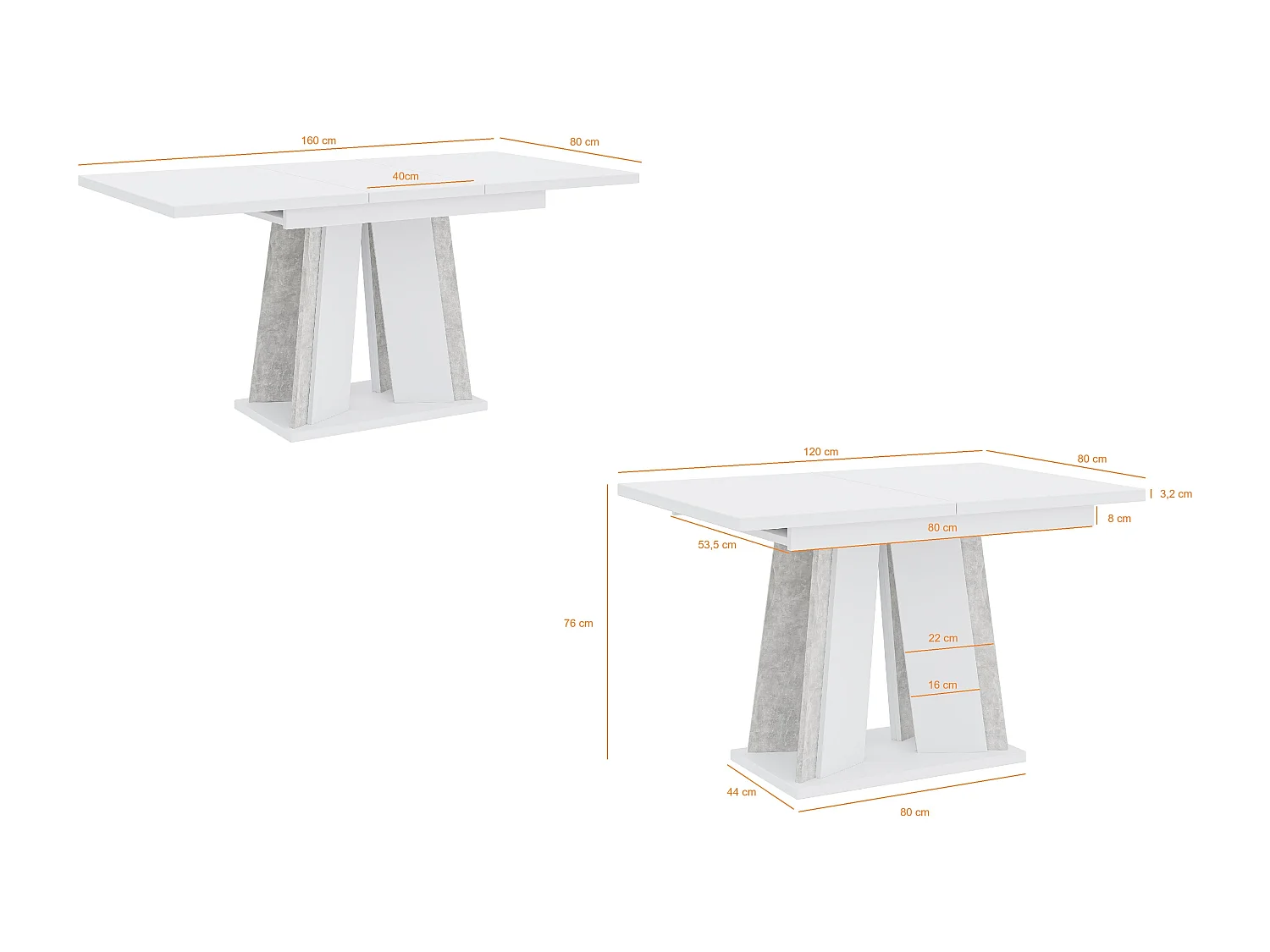Dora stół biały mat beton