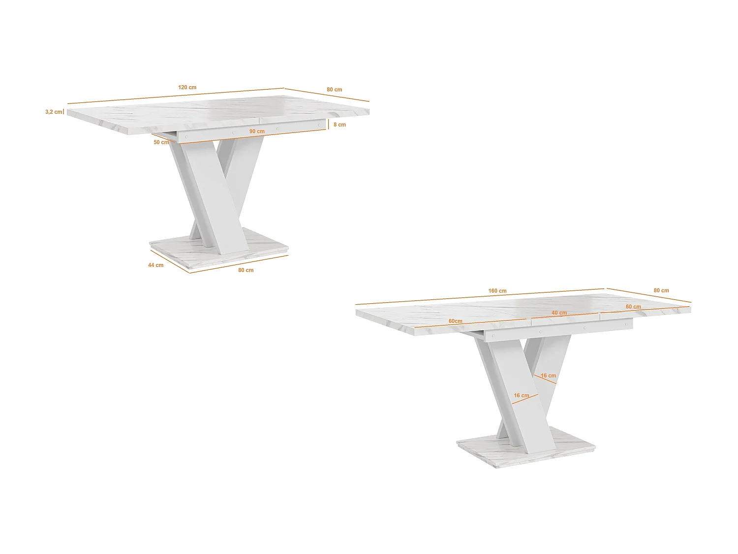 Malvi stół biały marmur biały