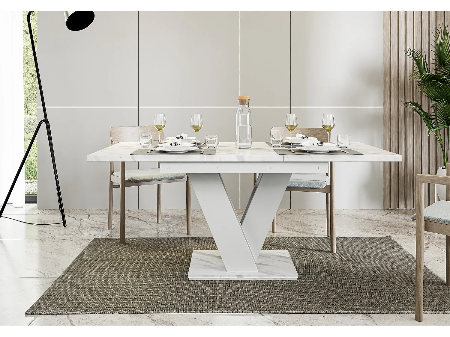 Malvi stół biały marmur biały