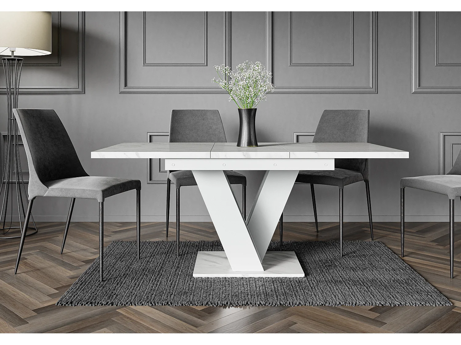 Malvi stół biały marmur biały