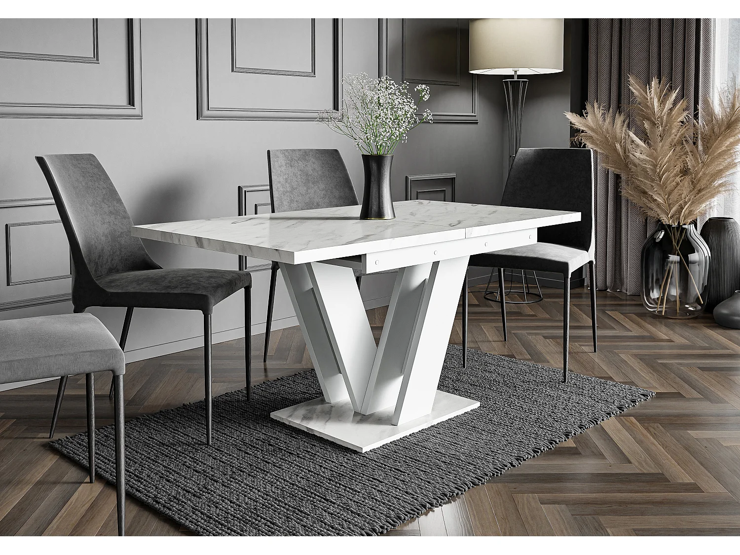 Malvi stół biały marmur biały