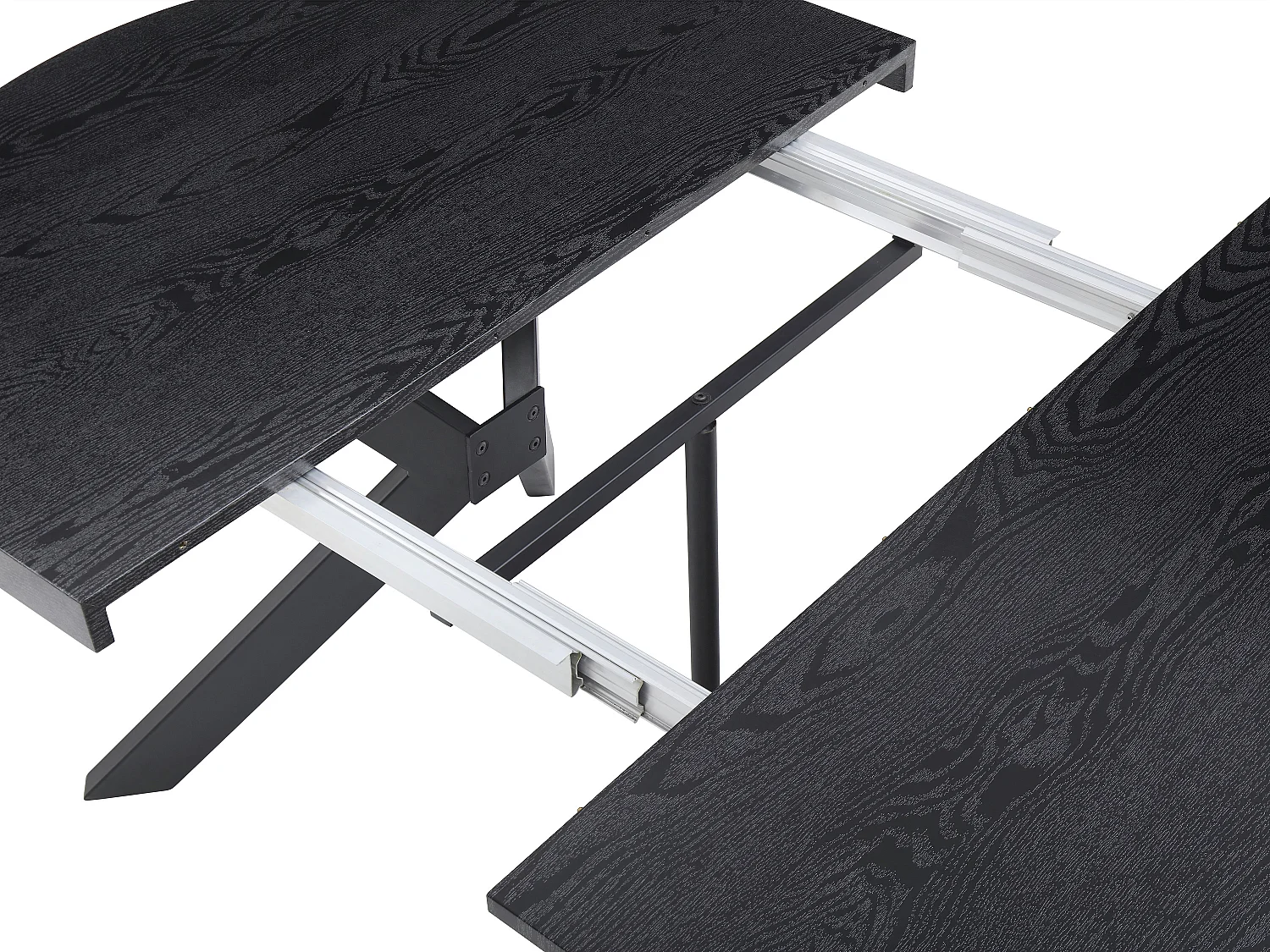 Table à manger extensible 6 à 12 couverts en MDF et acier - Noir - KOMONI
