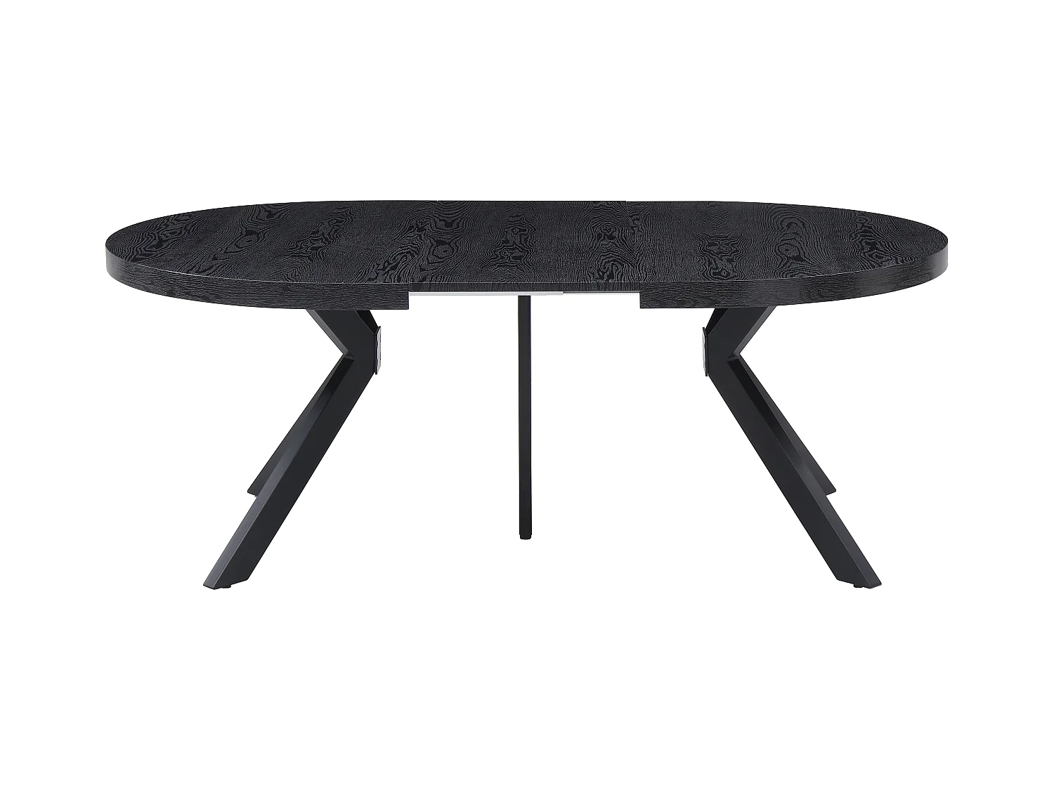 Table à manger extensible 6 à 12 couverts en MDF et acier - Noir - KOMONI