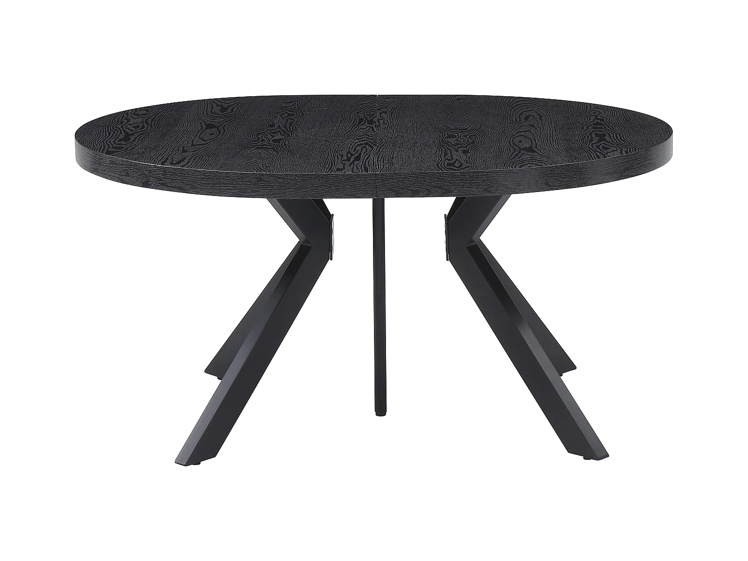Table à manger extensible 6 à 12 couverts en MDF et acier - Noir - KOMONI