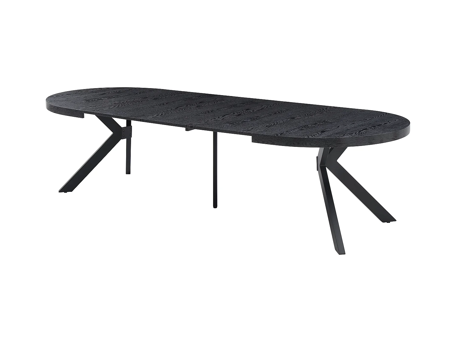 Table à manger extensible 6 à 12 couverts en MDF et acier - Noir - KOMONI