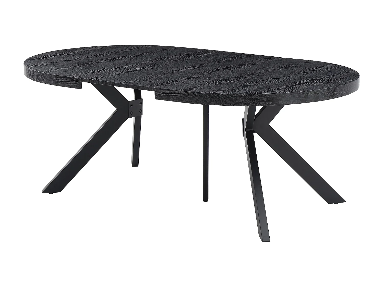 Table à manger extensible 6 à 12 couverts en MDF et acier - Noir - KOMONI