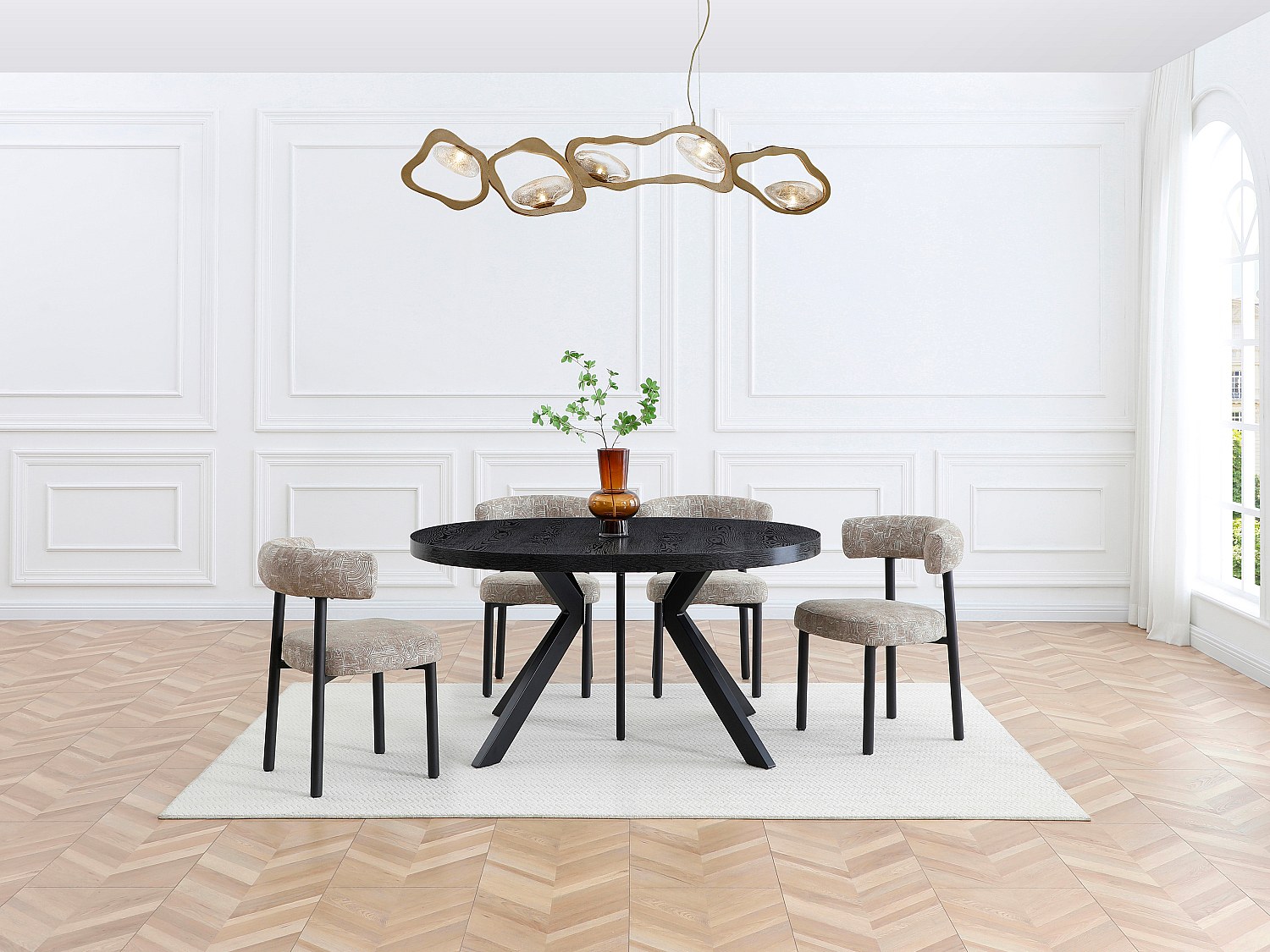 Esstisch - ausziehbar - 6 bis 12 Personen - MDF & Stahl - Schwarz - KOMONI günstig online kaufen