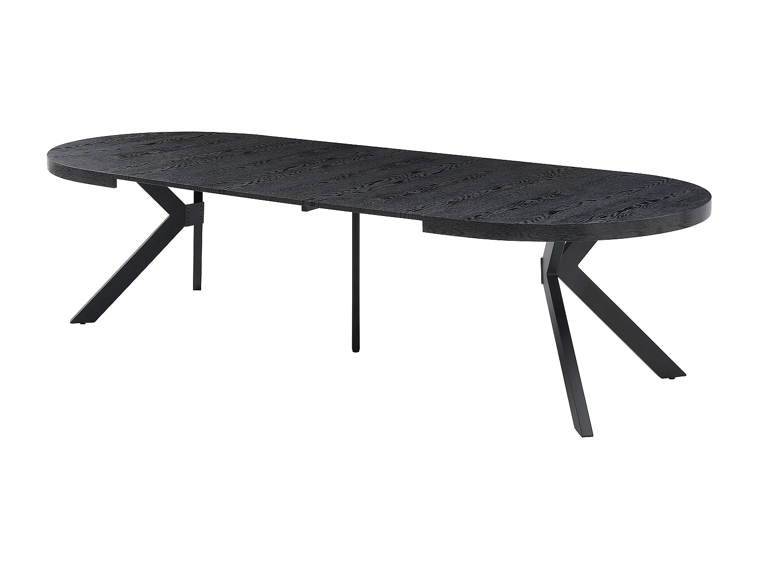 Utdragbart matbord för 6 till 12 kuvert i MDF och stål - Svart - KOMONI