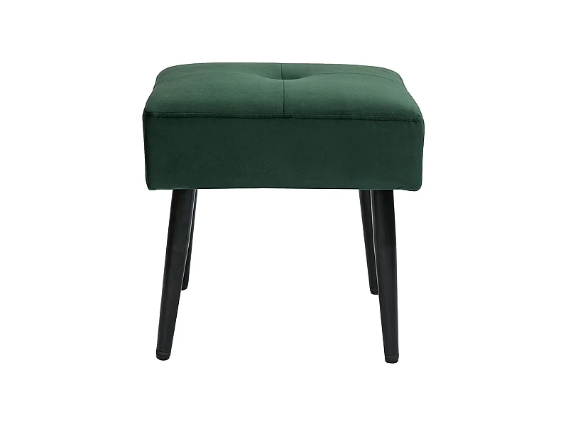 Niedriger Hocker aus Stoff mit Samteffekt in Dunkelgrün und schwarzes Metall H46 cm GUESTA