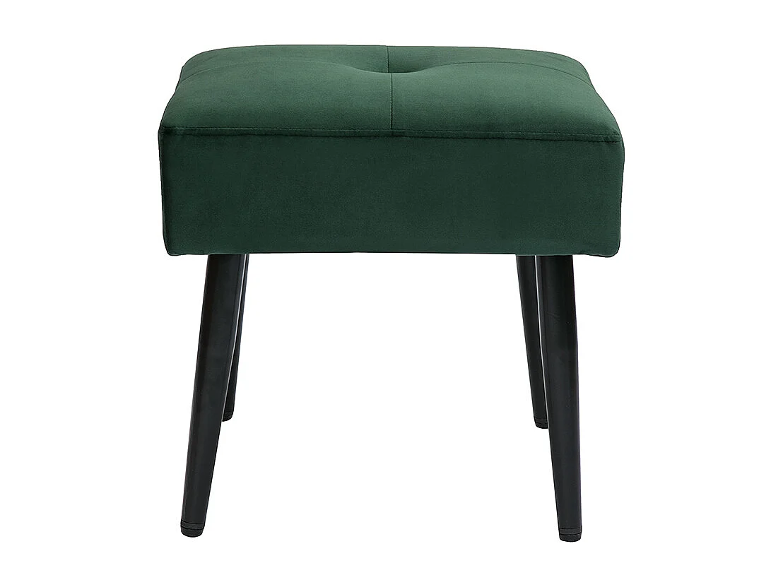 Tabouret bas en tissu effet velours texturé vert foncé et métal noir H46 cm GUESTA
