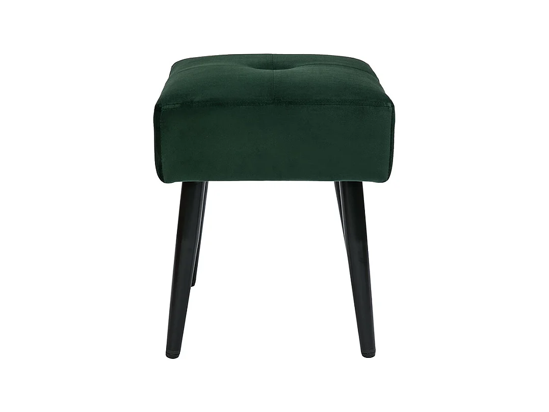 Tabouret bas en tissu effet velours texturé vert foncé et métal noir H46 cm GUESTA