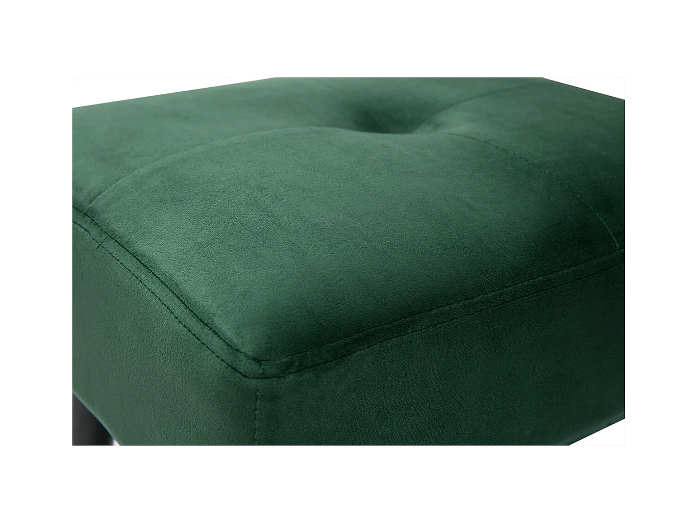 Tabouret bas en tissu effet velours texturé vert foncé et métal noir H46 cm GUESTA