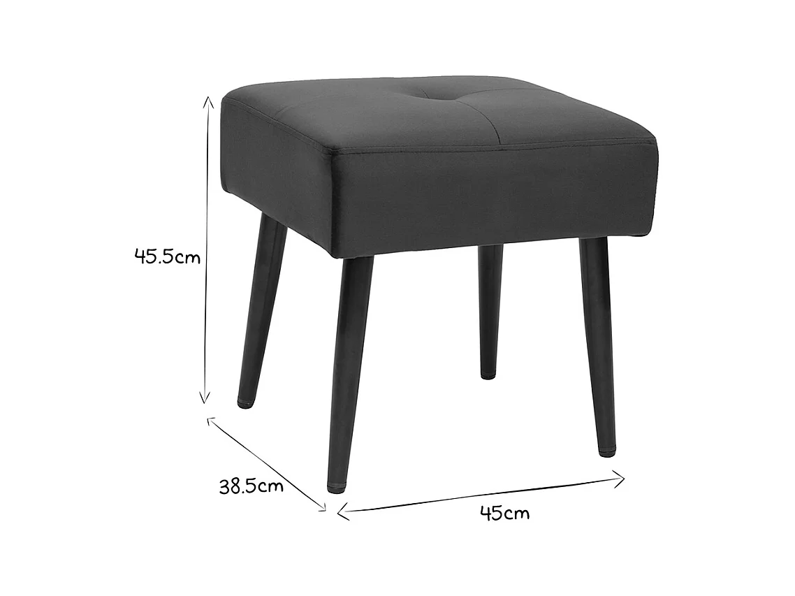 Tabouret bas en tissu effet velours texturé vert foncé et métal noir H46 cm GUESTA
