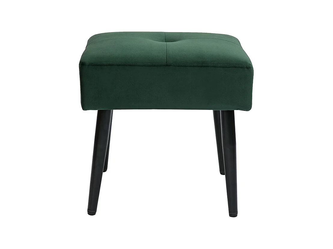 Tabouret bas en tissu effet velours texturé vert foncé et métal noir H46 cm GUESTA