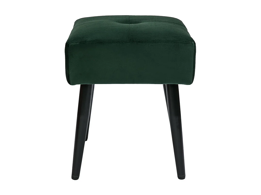 Niedriger Hocker aus Stoff mit Samteffekt in Dunkelgrün und schwarzes Metall H46 cm GUESTA