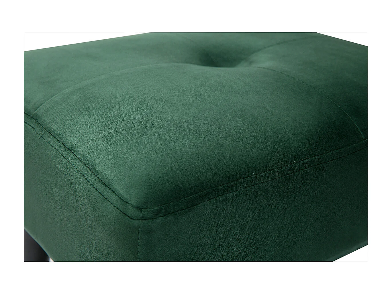 Niedriger Hocker aus Stoff mit Samteffekt in Dunkelgrün und schwarzes Metall H46 cm GUESTA