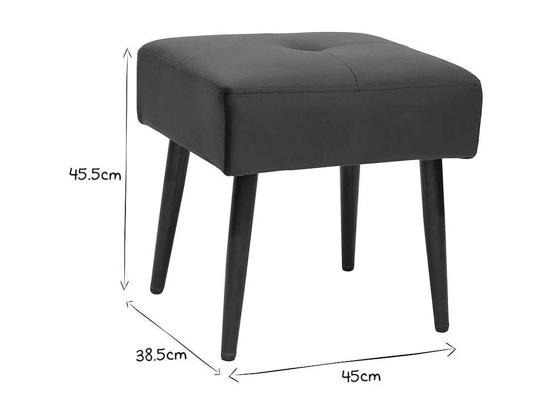 Niedriger Hocker aus Stoff mit Samteffekt in Dunkelgrün und schwarzes Metall H46 cm GUESTA