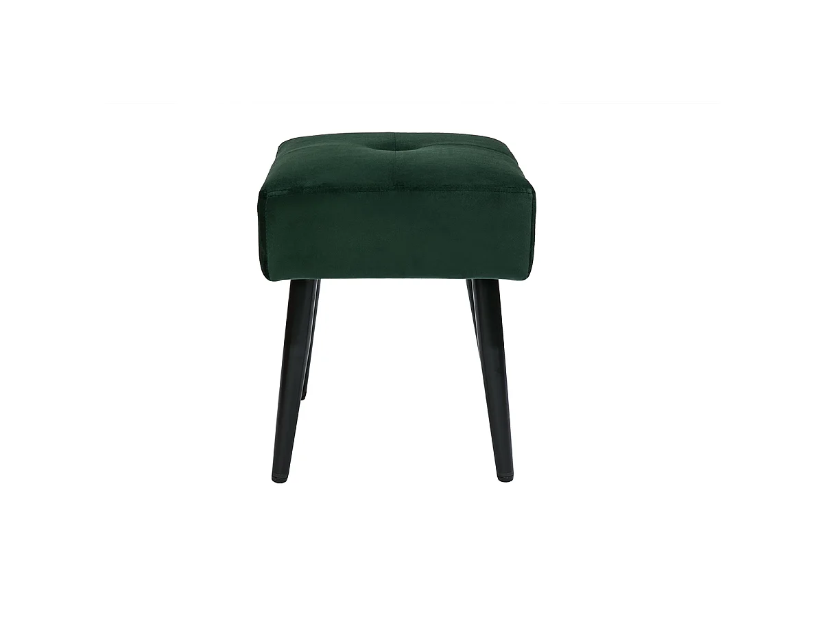 Taburete bajo de tejido efecto aterciopelado texturizado verde oscuro y metal negro 46 cm GUESTA