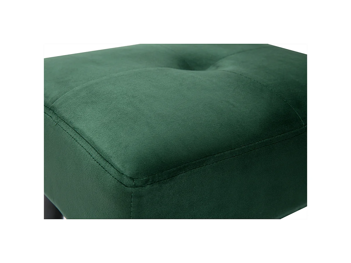 Taburete bajo de tejido efecto aterciopelado texturizado verde oscuro y metal negro 46 cm GUESTA