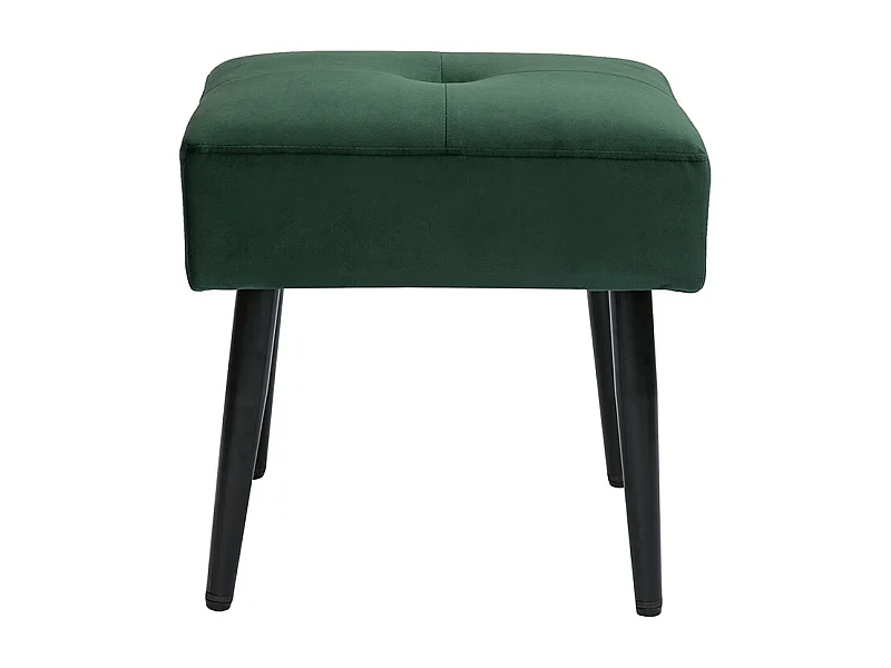 Tabouret bas en tissu effet velours texturé vert foncé et métal noir H46 cm GUESTA